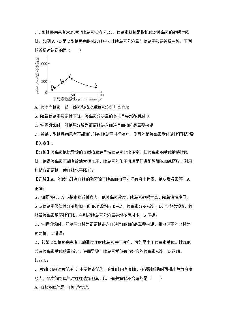 山西省部分学校2023-2024学年高二下学期5月联考试生物试题（解析版）02