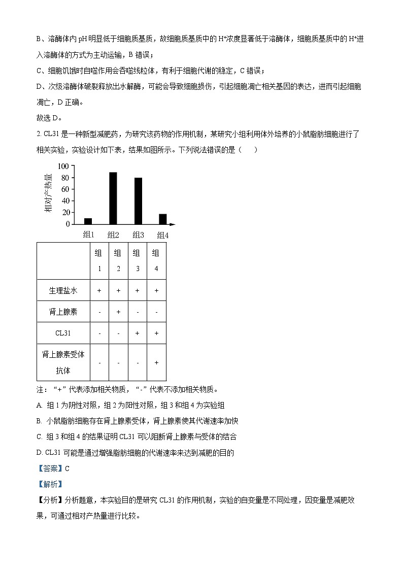 山东省青岛市2024年高三年级第二次适应性检测生物试题（教师版）第2页