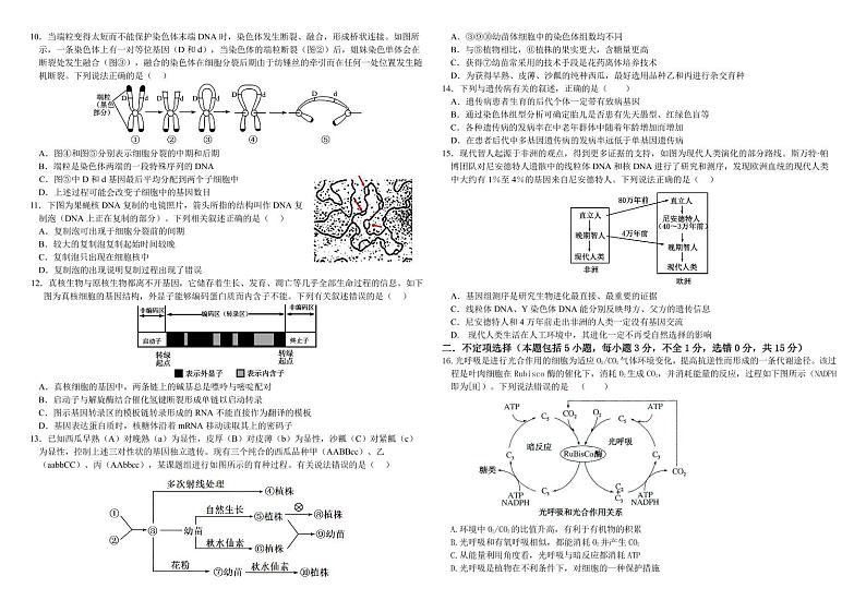 山东省淄博市高青县第一中学二部2023-2024学年高一下学期5月月考生物试题02