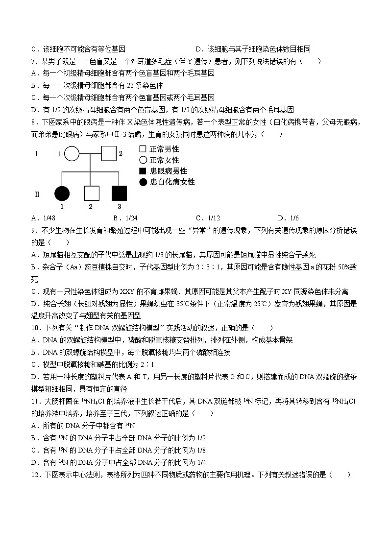 安徽省阜阳市颍州区阜阳市第三中学2023-2024学年高一下学期6月期中生物试题02