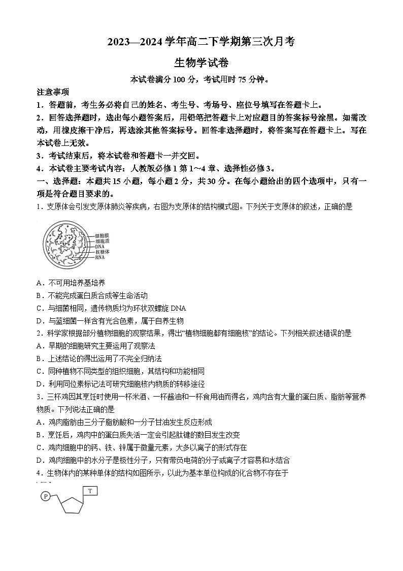河南省创新发展联盟2023-2024学年高二下学期5月月考生物试题01