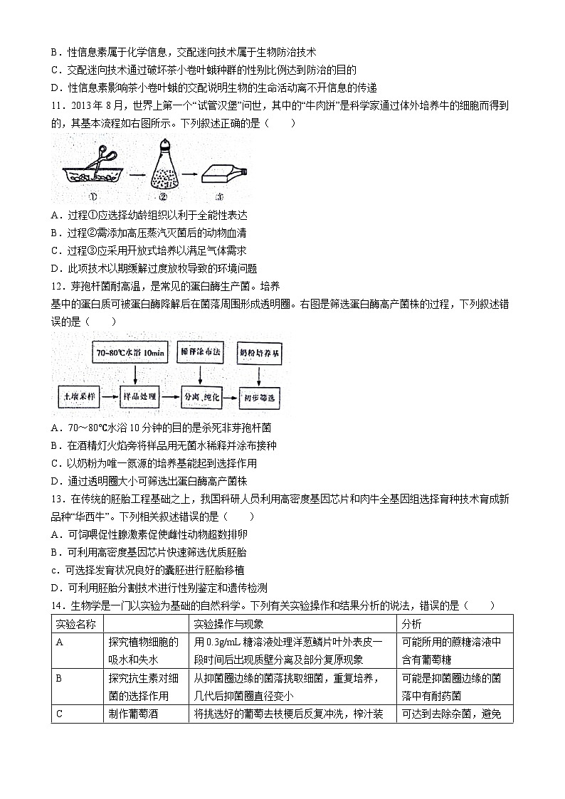 江苏省海安市实验中学等四校联考2023-2024学年高二下学期5月月考生物试题(无答案)03