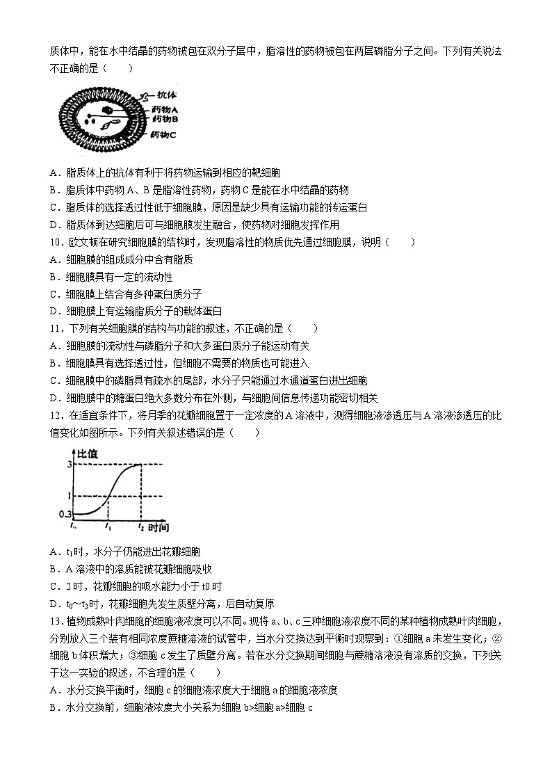 江苏省扬州市广陵区红桥高级中学2023-2024学年高二下学期5月月考生物试题(无答案)02