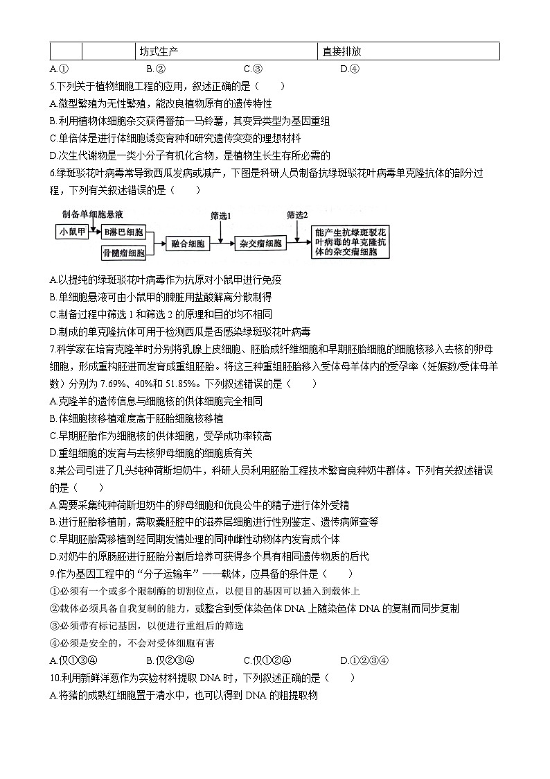 陕西省韩城市2023-2024学年高二下学期期末考试生物试题(无答案)02