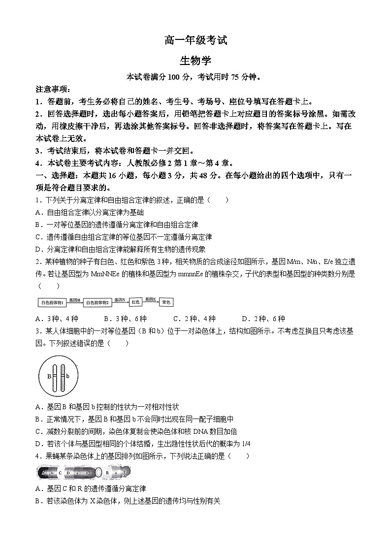 贵州省遵义市2023-2024学年高一下学期6月月考生物试题第1页