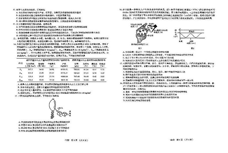 河北省名校联盟2024届高三下学期三模生物试卷（PDF版附解析）第2页