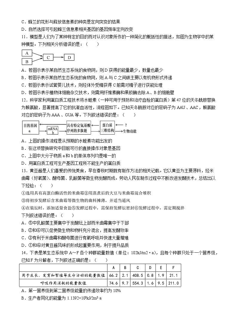 广东省清远市五校2023-2024学年高二下学期5月联考生物试题（Word版附答案）03