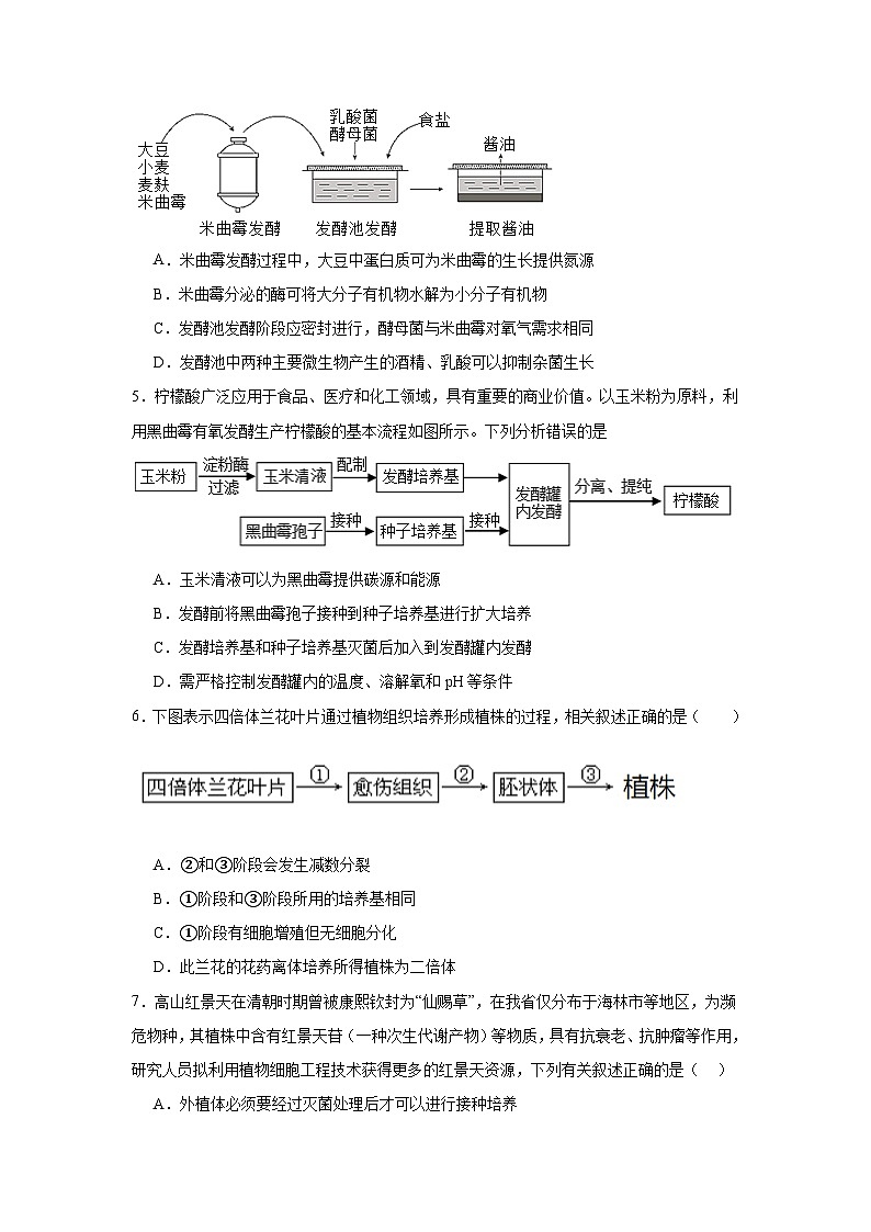 重庆市长寿区长寿中学2023-2024学年高二下学期4月期中生物试题（Word版附答案）02