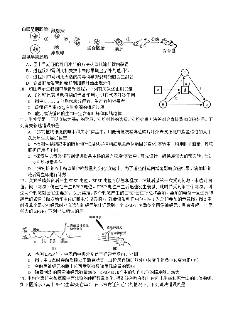 高2022级高二下期第三学月考试生物试题第2页