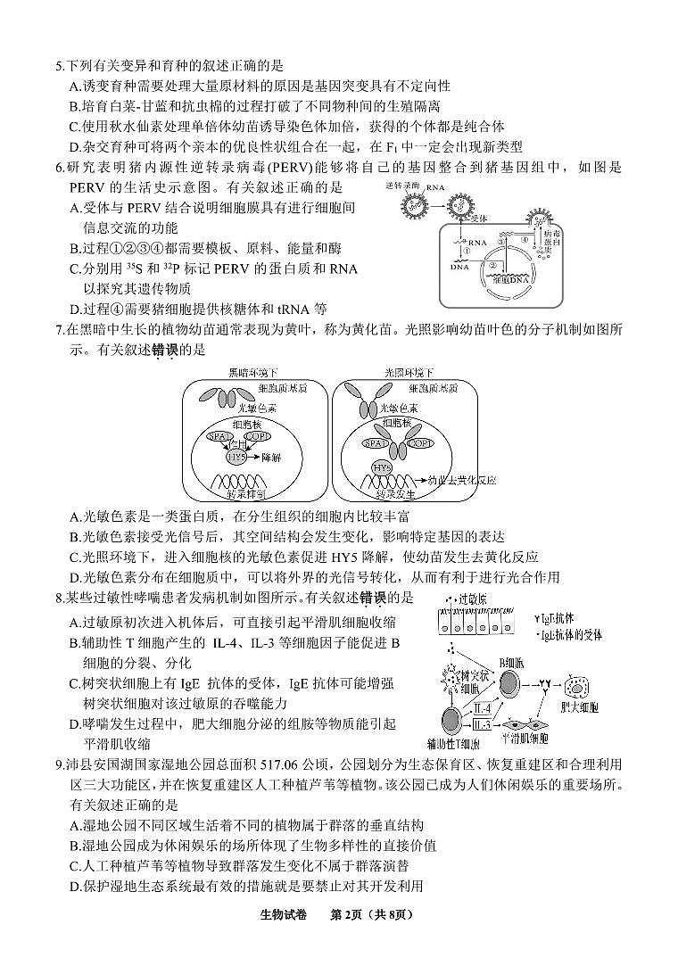 2023~2024学年度高三年级打靶卷试题（定稿）第2页