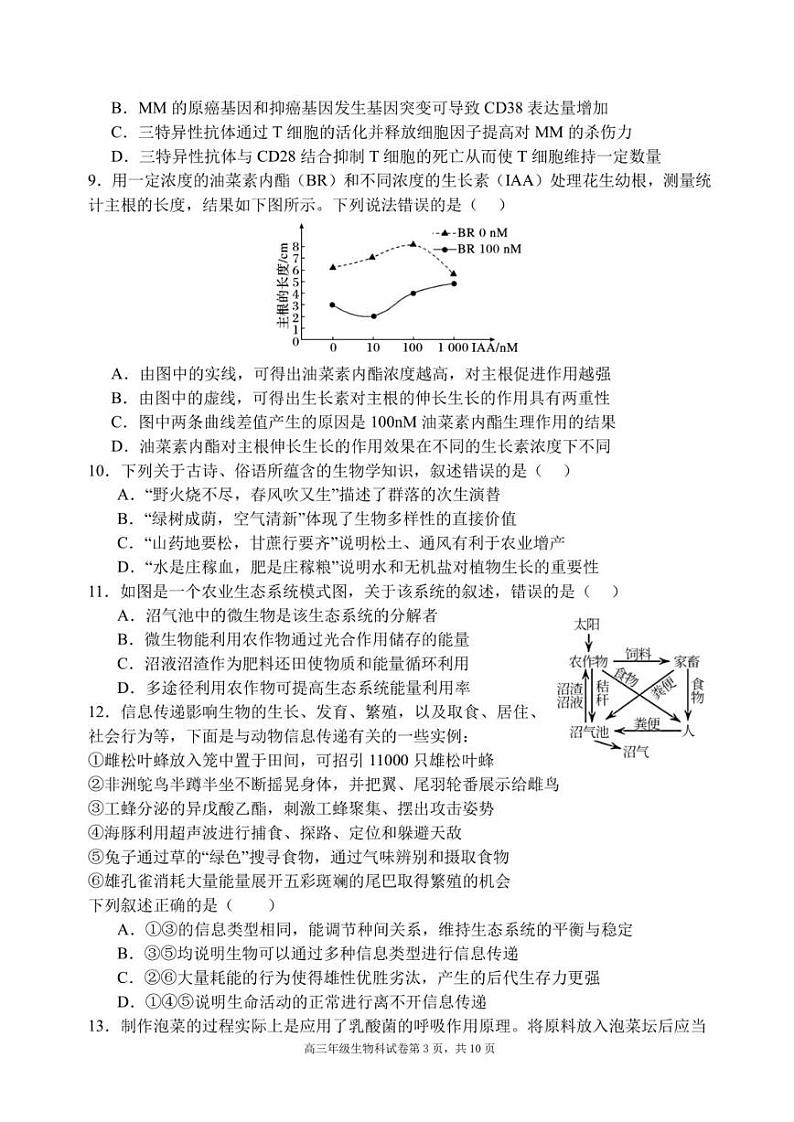 2024届辽宁省东北育才学校科学高中部高三下学期适应性测试（最后一模）生物试卷+答案03