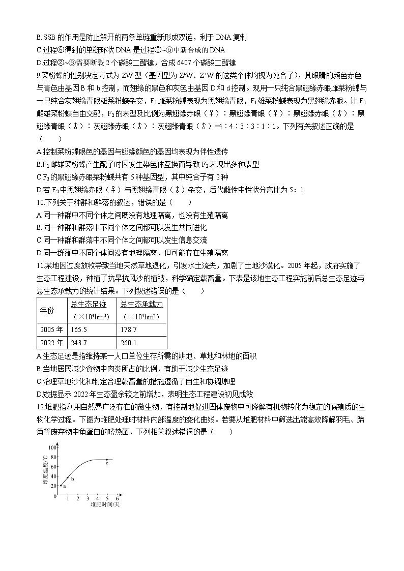 2024秦皇岛部分示范高中高三下学期三模试题生物含答案03