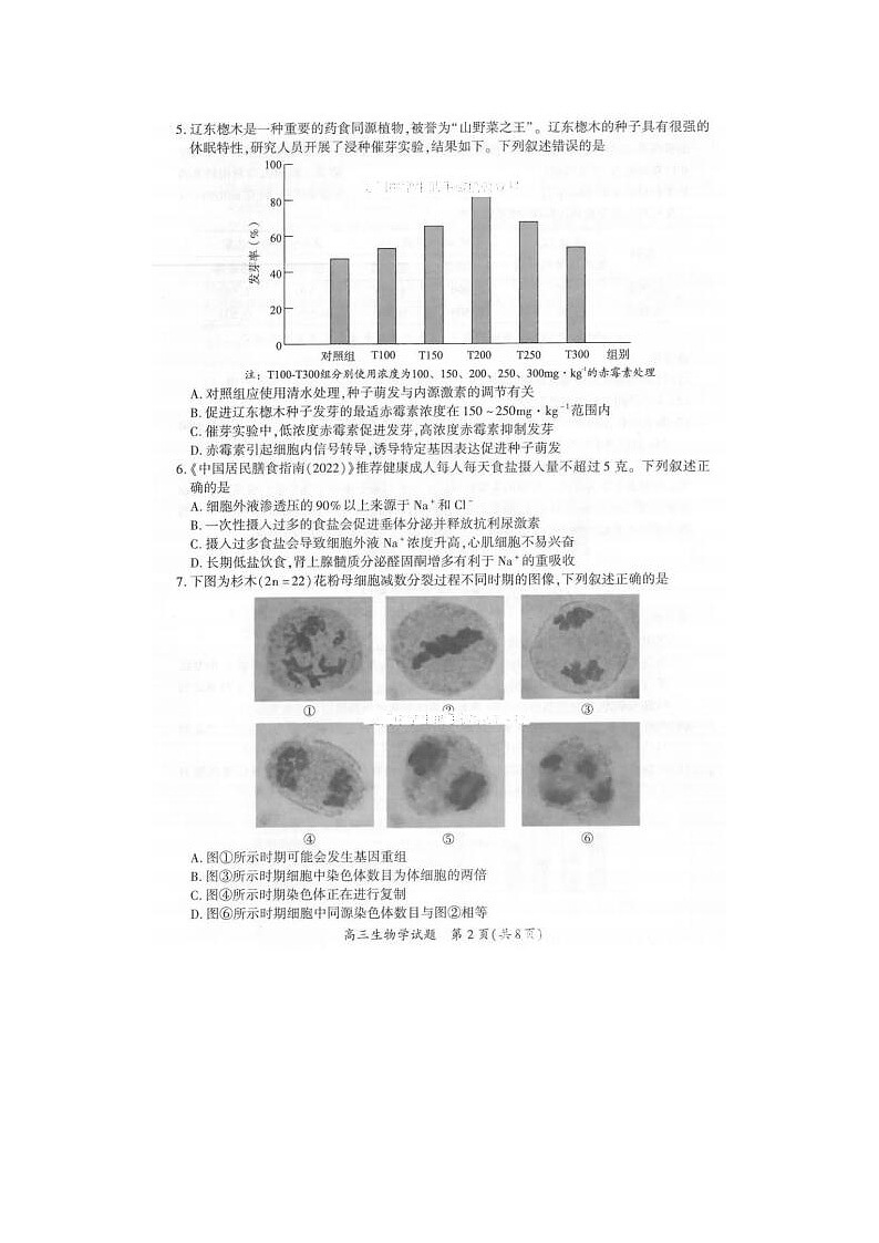 2024届福建省厦门市高三5月质检生物试题第2页