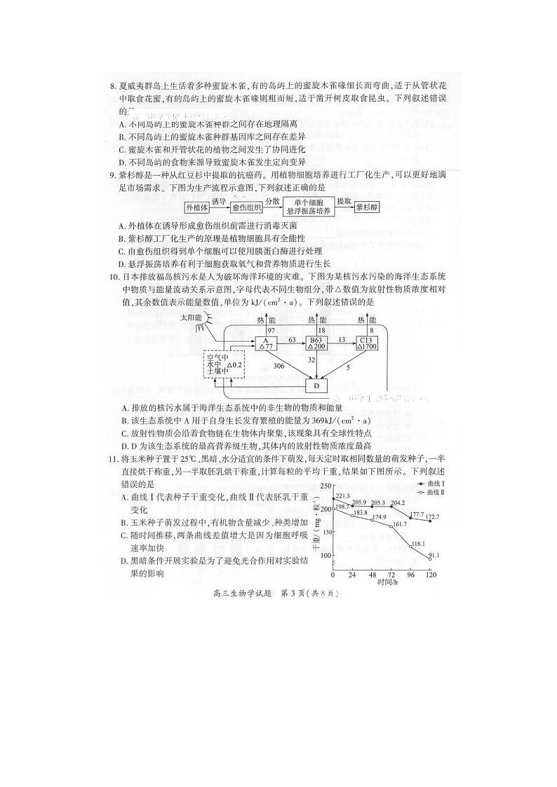 2024届福建省厦门市高三5月质检生物试题第3页