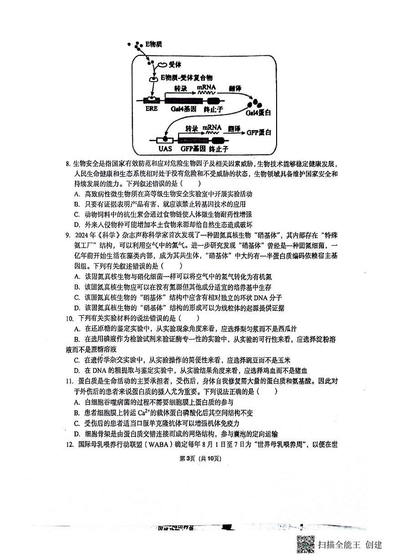 辽宁省沈阳市浑南区东北育才学校2023-2024学年高二下学期6月月考生物试题03