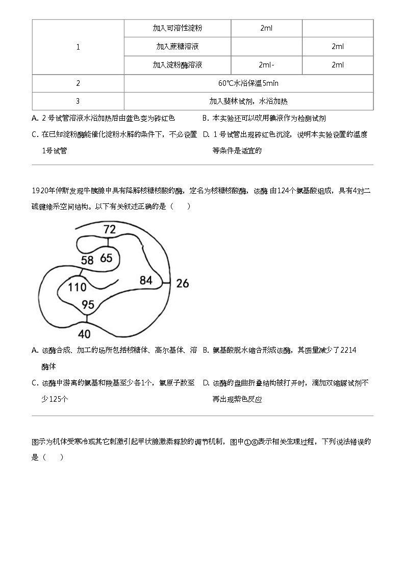 2023_2024学年10月福建福州仓山区福州高级中学高三上学期月考生物试卷（第一次）03