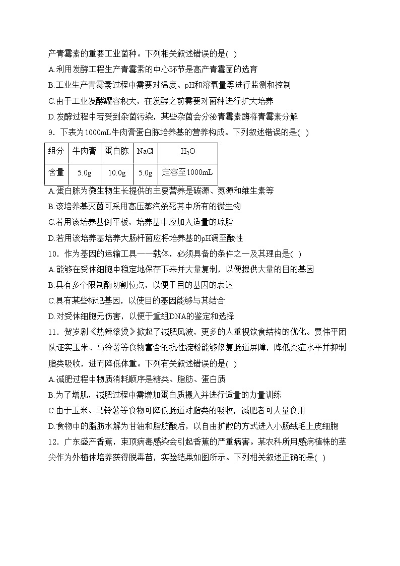 海林市朝鲜族中学2023-2024学年高二下学期第二次月考生物试卷(含答案)第3页