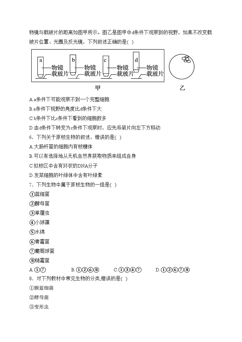 双鸭山市第一中学2023-2024学年高一上学期10月月考生物试卷(含答案)02