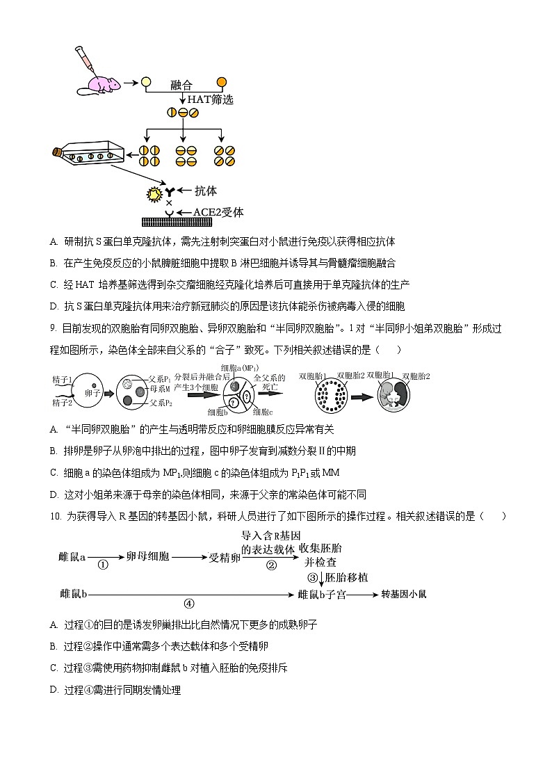 2024辽宁省实验中学高二下学期期中考试生物含解析第3页