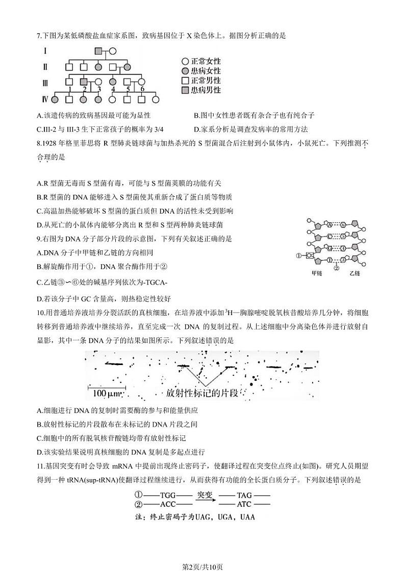 2023北京东城高一（下）期末生物试卷（教师版）02