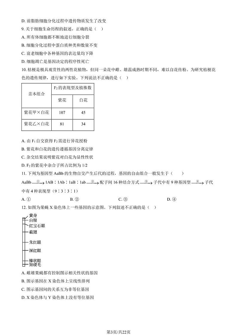 2023北京丰台高一（下）期末生物试卷（教师版）03