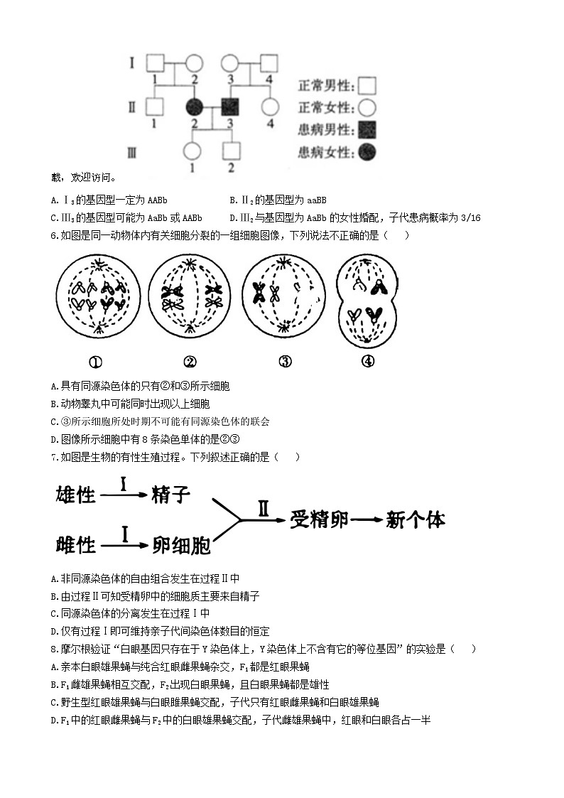 山东聊城一中2023-2024学年第二学期期中考试高一生物试题及答案和评分标准02