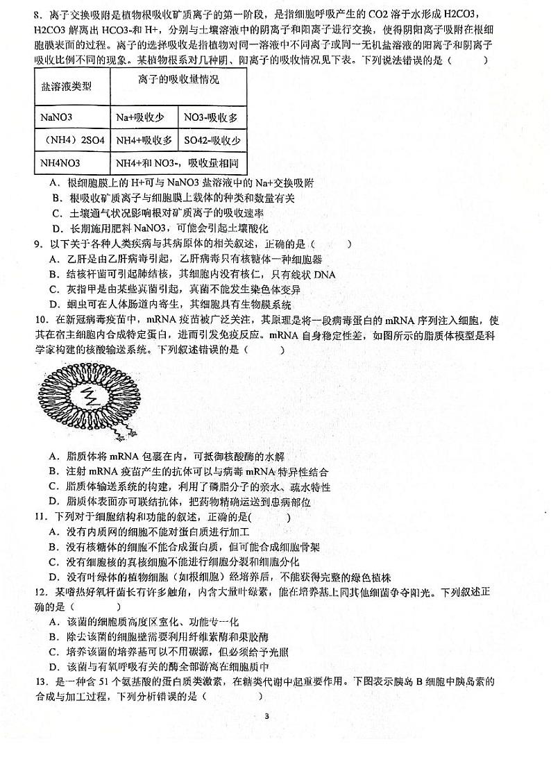 山东省烟台市龙口第一中学东校2023-2024学年高二下学期第二次月考生物试题03