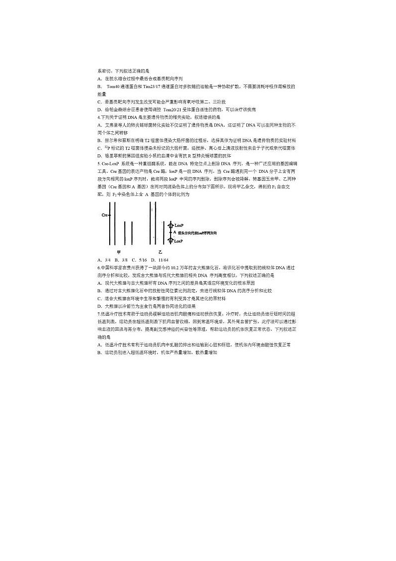 2024届山东济南高三三模生物试题02