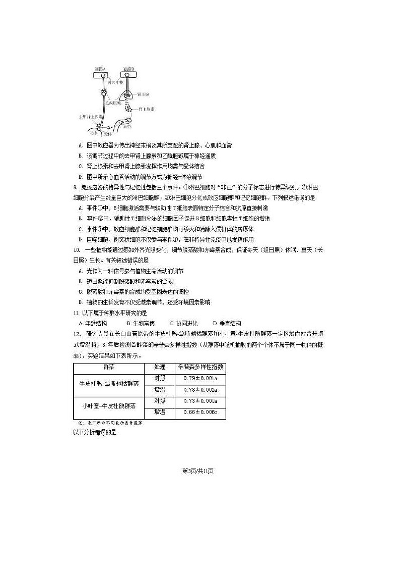 2024届北京东城高三一模生物试题第3页