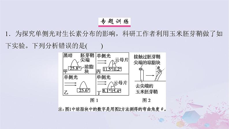 2025届高考生物一轮总复习选择性必修1第八单元稳态与调节微专题14与植物激素有关的实验设计题课件第8页