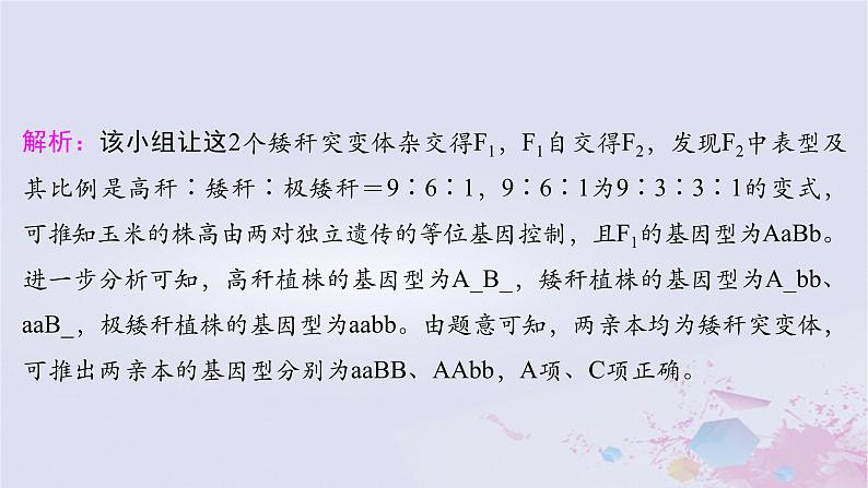 2025届高考生物一轮总复习必修2第五单元遗传的基本规律伴性遗传与人类遗传病第24讲自由组合定律的拓展题型突破课件07