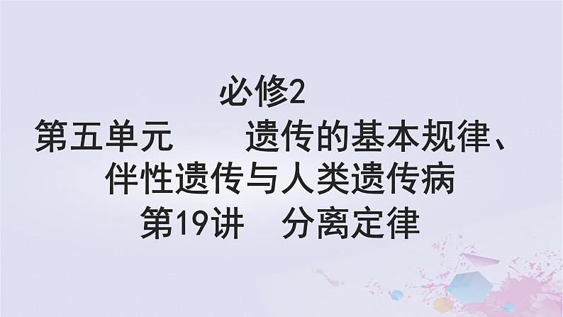 2025届高考生物一轮总复习必修2第五单元遗传的基本规律伴性遗传与人类遗传病第19讲分离定律课件第1页