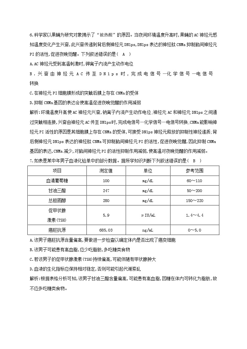 2024届高考生物考前冲刺第1篇专题素能提升专题综合限时练4调节第3页