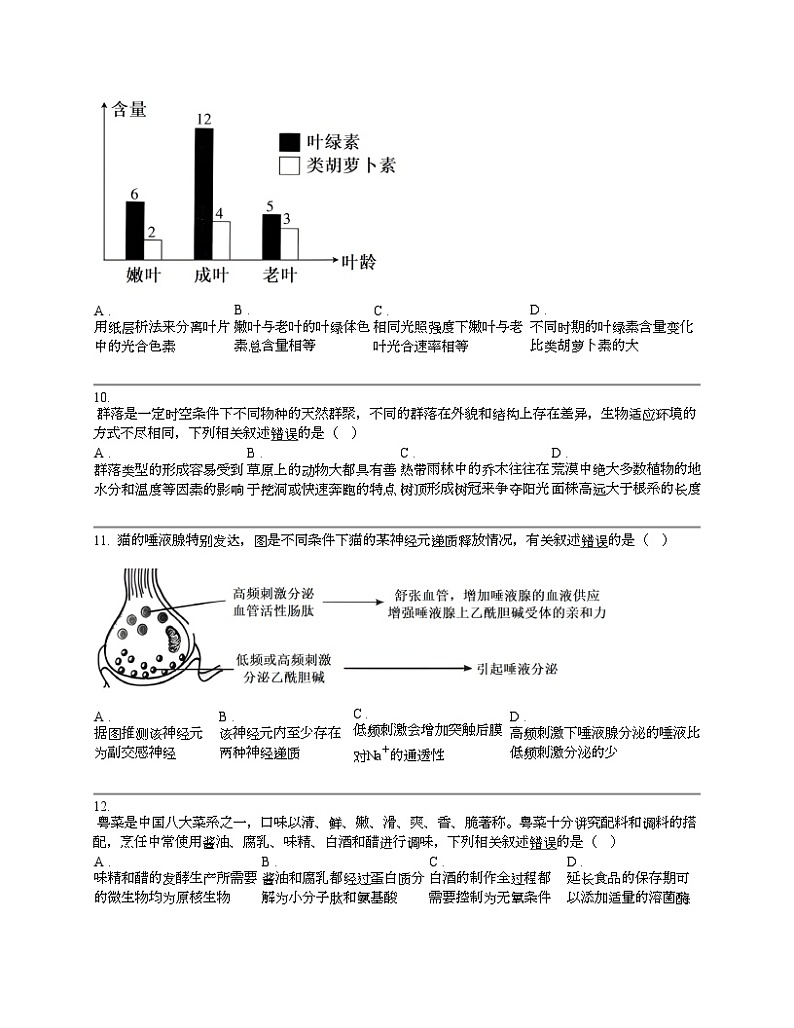 【生物】广东省茂名市2024届高三二模生物试题03