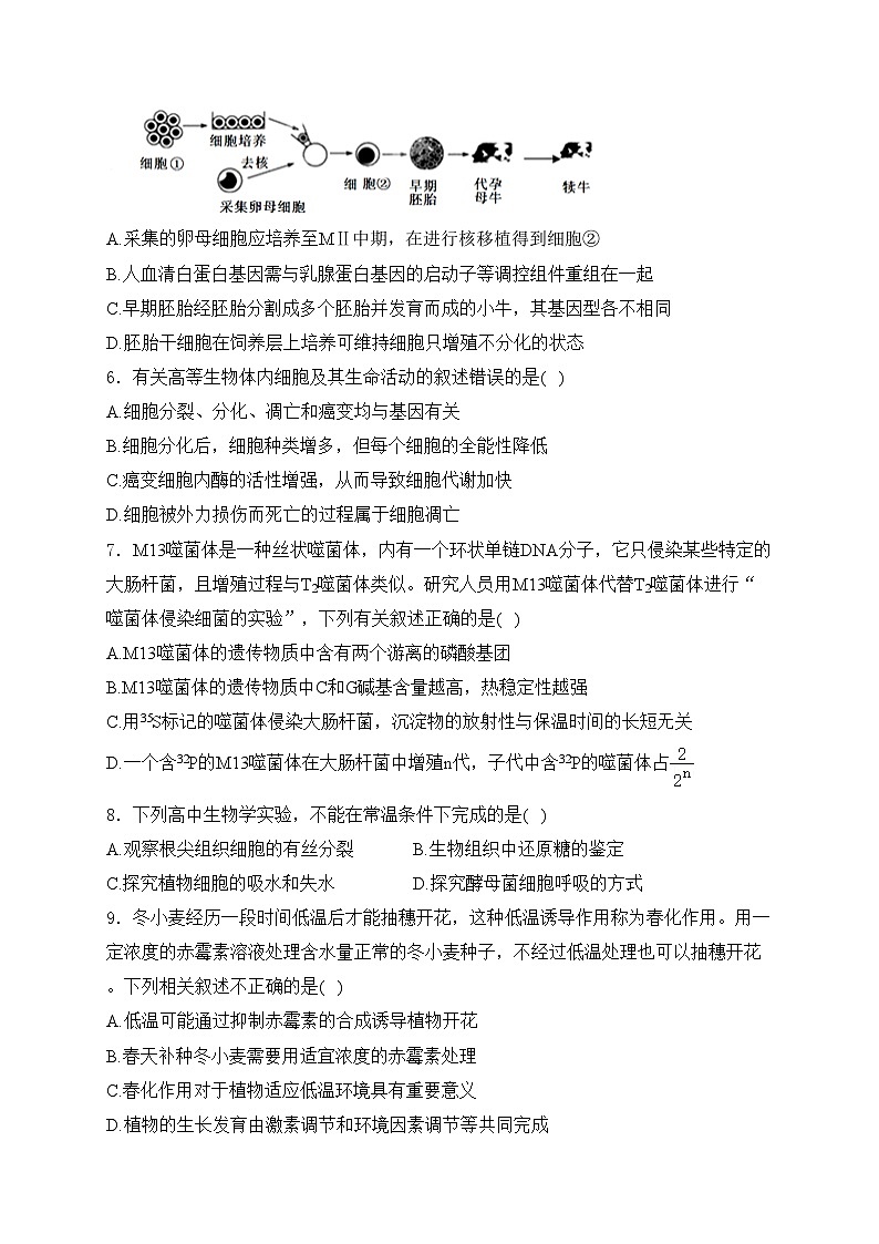 湘阴县第一中学2023-2024学年高一下学期5月期中考试生物试卷(含答案)02