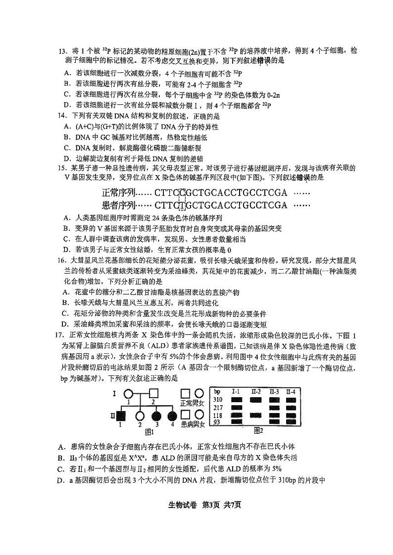 江苏省连云港市连云区连云港高级中学2023-2024学年高一下学期6月月考生物试题第3页