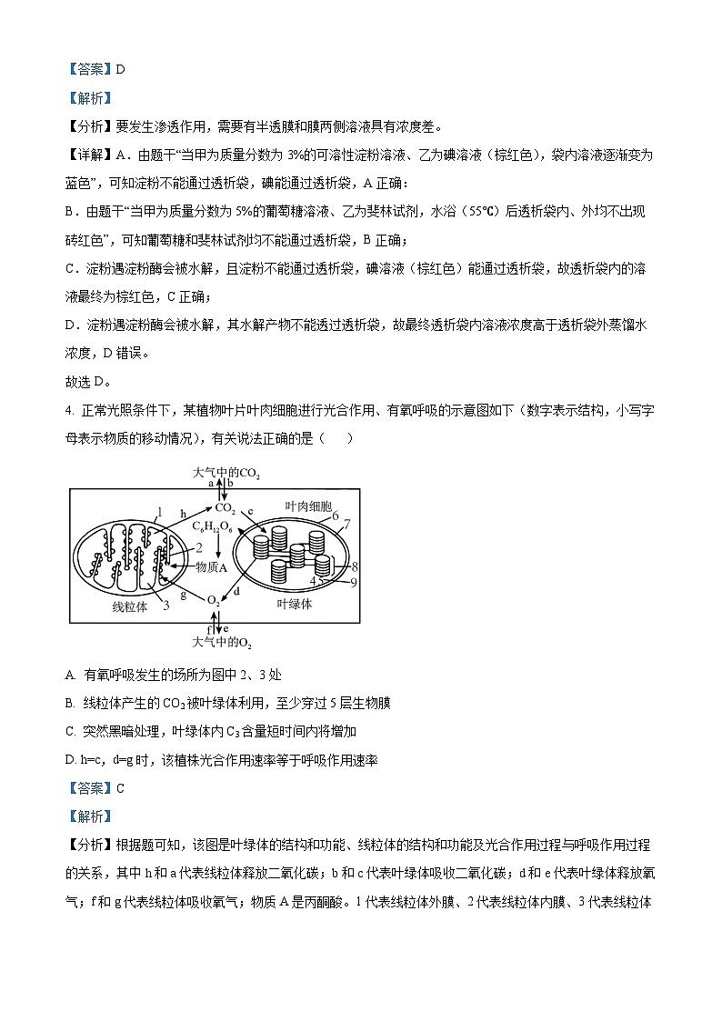 湖北省新高考联考协作体2023-2024学年高一下学期5月联考生物试题（Word版附解析）03