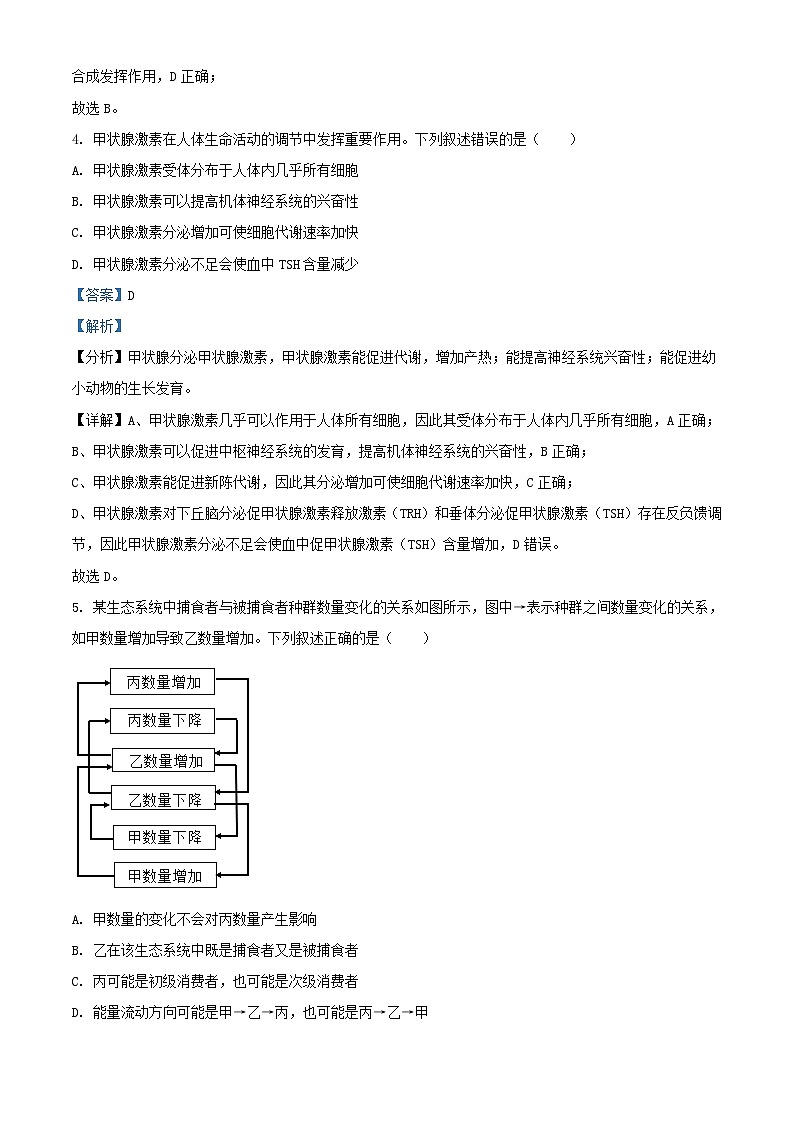 2024年内蒙古高考生物试题及答案03