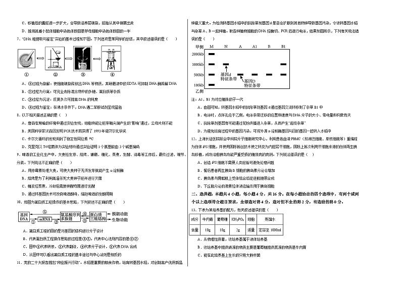 江西省上饶市广丰区新实中学2023-2024学年高二下学期6月生物测试卷02