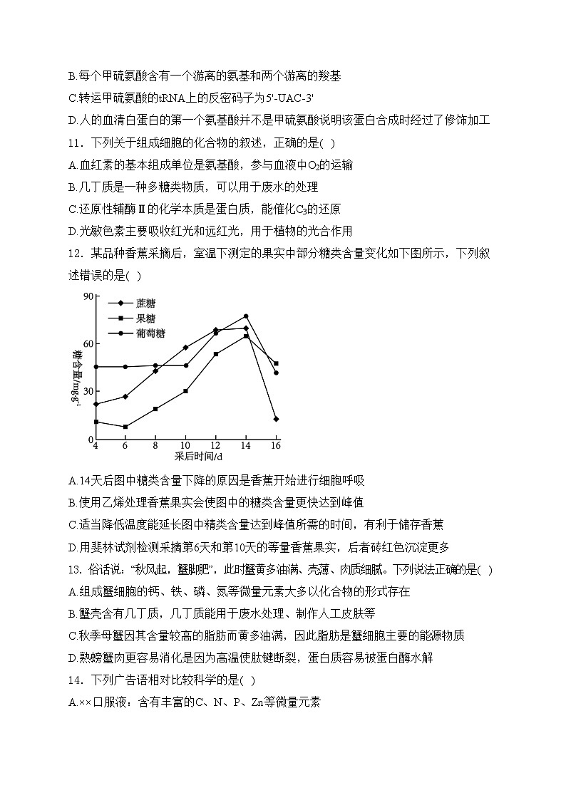 江苏省南师大灌云附中、灌南二中2024届高三上学期10月阶段性联考生物试卷(含答案)03