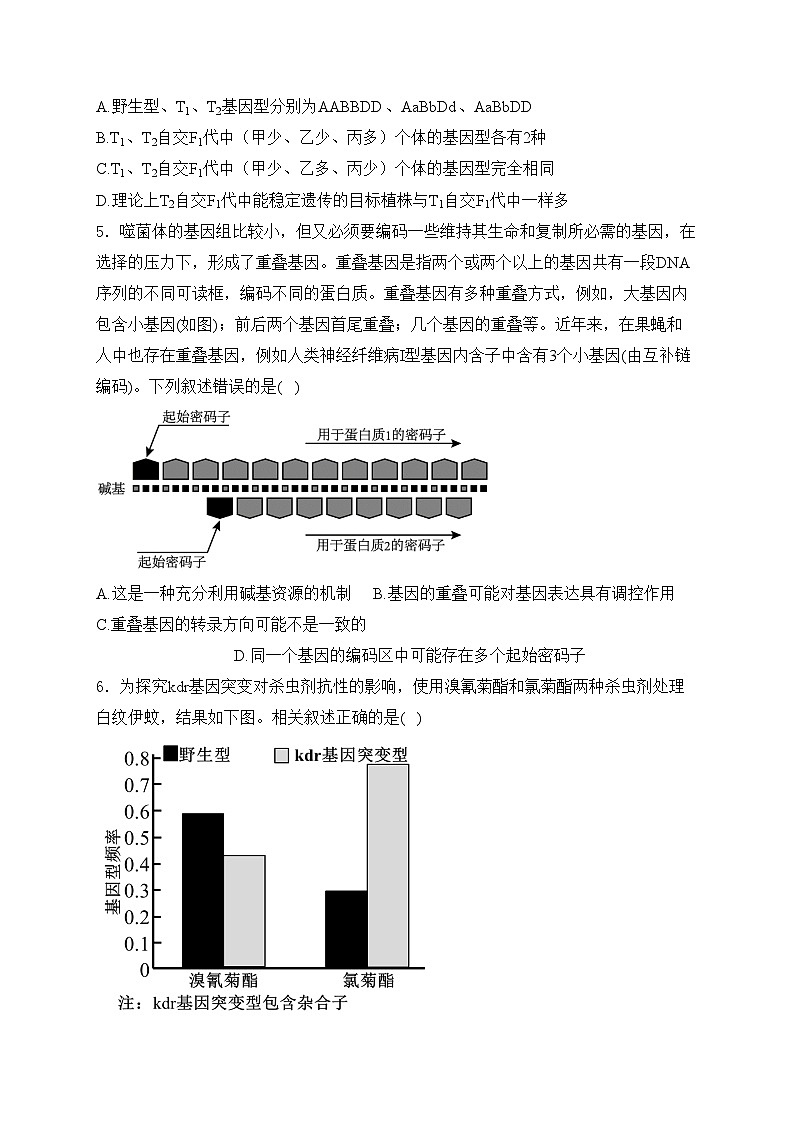 山东省泰安市2024届高三下学期3月一轮检测生物试卷(含答案)03