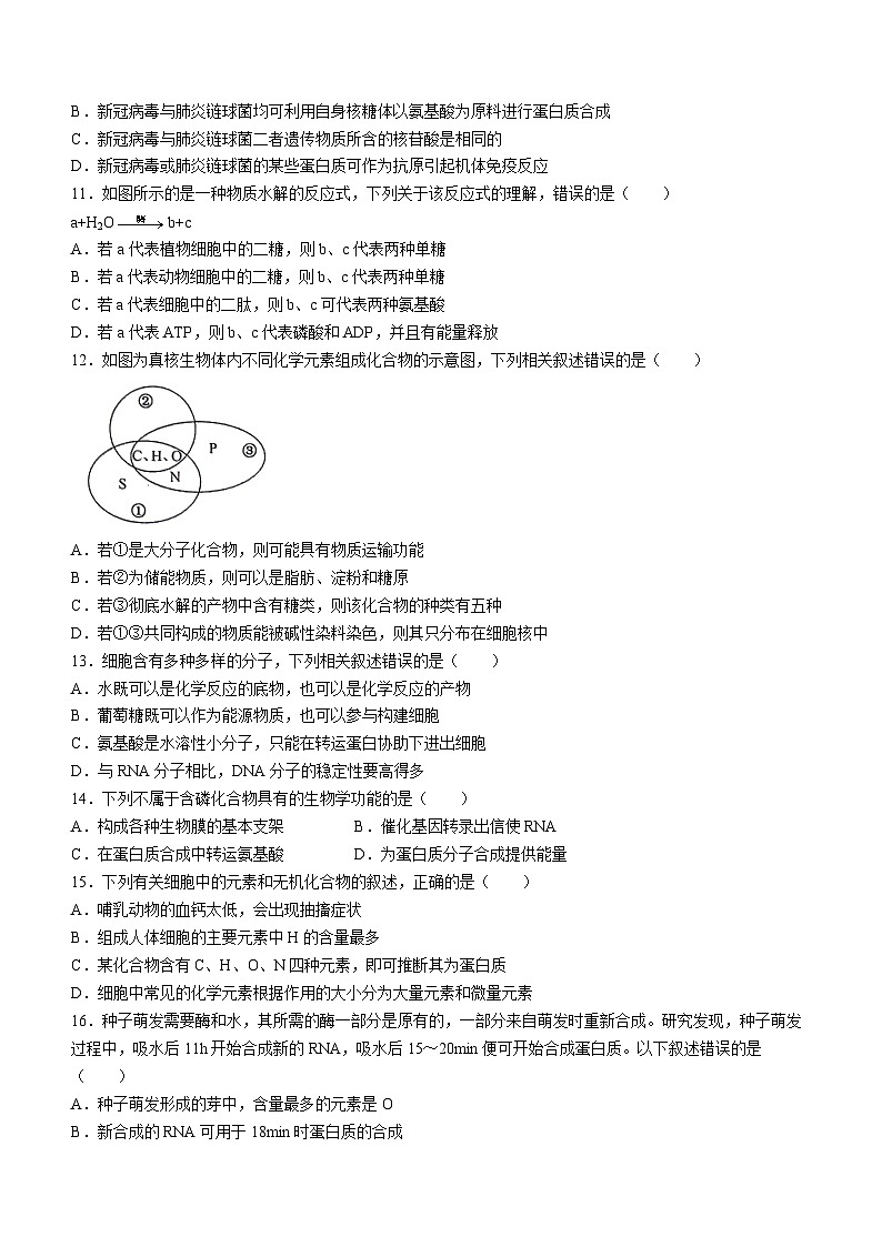 2024武威高二下学期6月月考试题生物含解析03