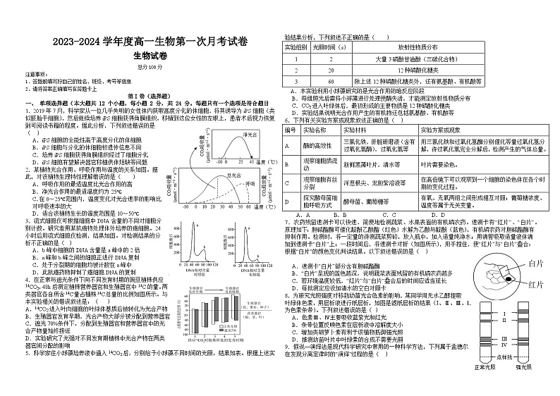 江西省抚州市临川区第十六中学2023-2024学年高一下学期第一次月考生物试题01