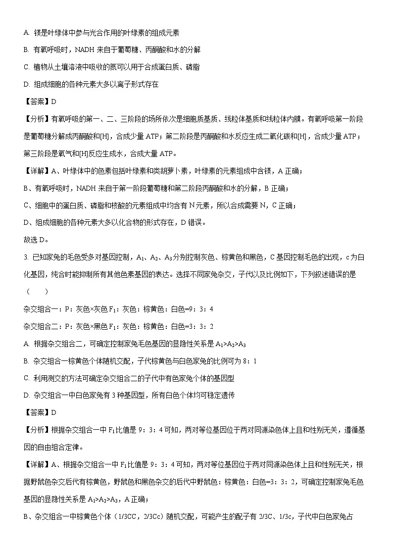 [生物]2024届辽宁省高三三模试卷（解析版）第2页