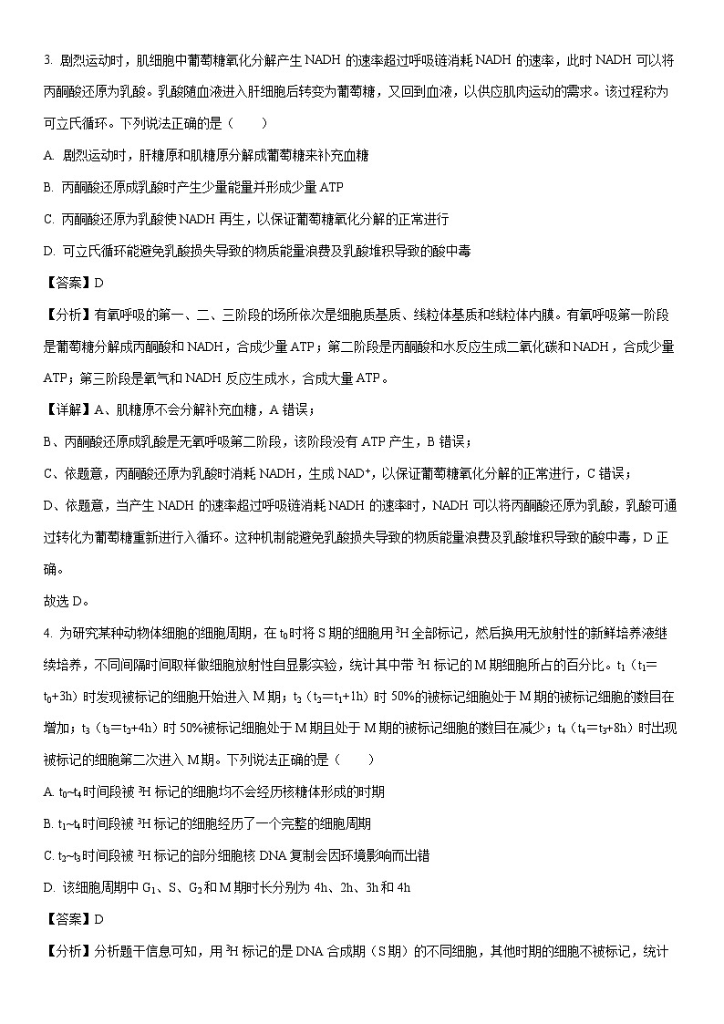 [生物]2024届山东省滨州市高三下学期5月二模试卷（解析版）03