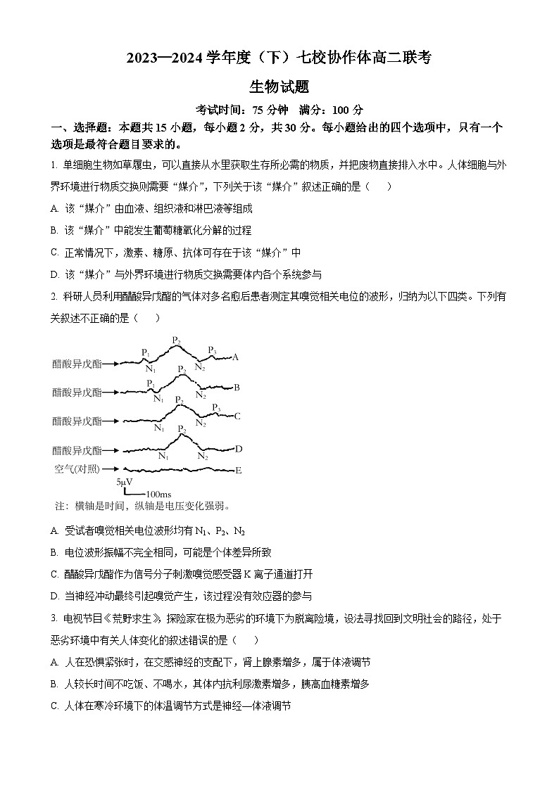 2024辽宁省七校协作体高二下学期5月期中联考试题生物含解析第1页