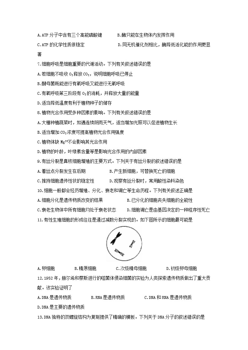 2021年陕西普通高中学业水平考试生物试题及答案第2页