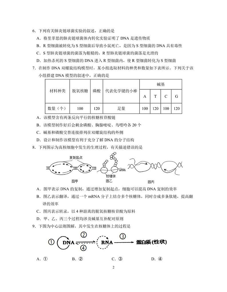 【高一】江苏省丨南京市江宁区2022-2023学年高一下学期期末考试++生物第2页