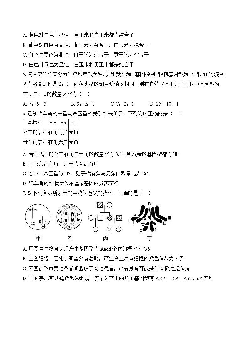 安徽省亳州市第一中学2023_2024+学年高一下学期期中检测生物试题02