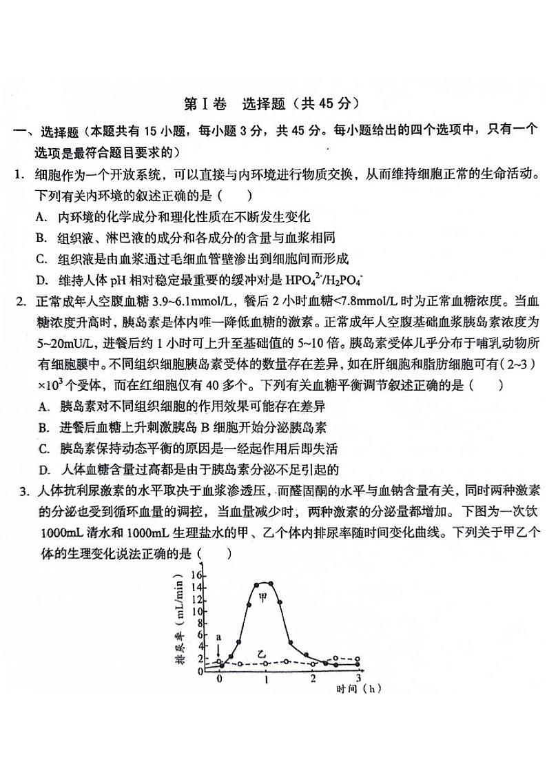 生物-安徽省A10联盟2022级高二下学期6月调研考试01